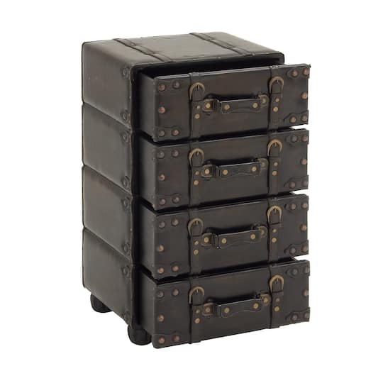 28" Black Faux Leather Traditional Chest